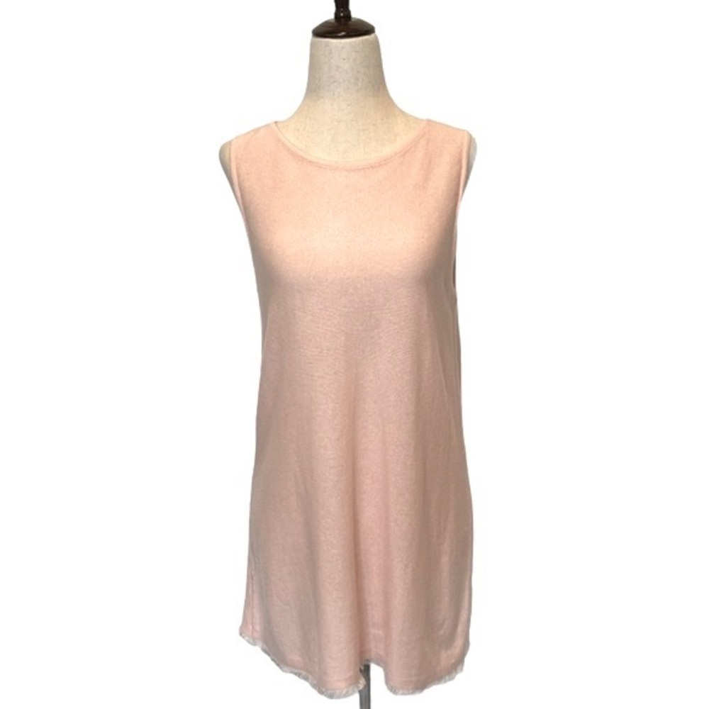 J Jill Tank Top Women XS Pink Linen Blend Fringe Bottom Preppy Old Money Knit